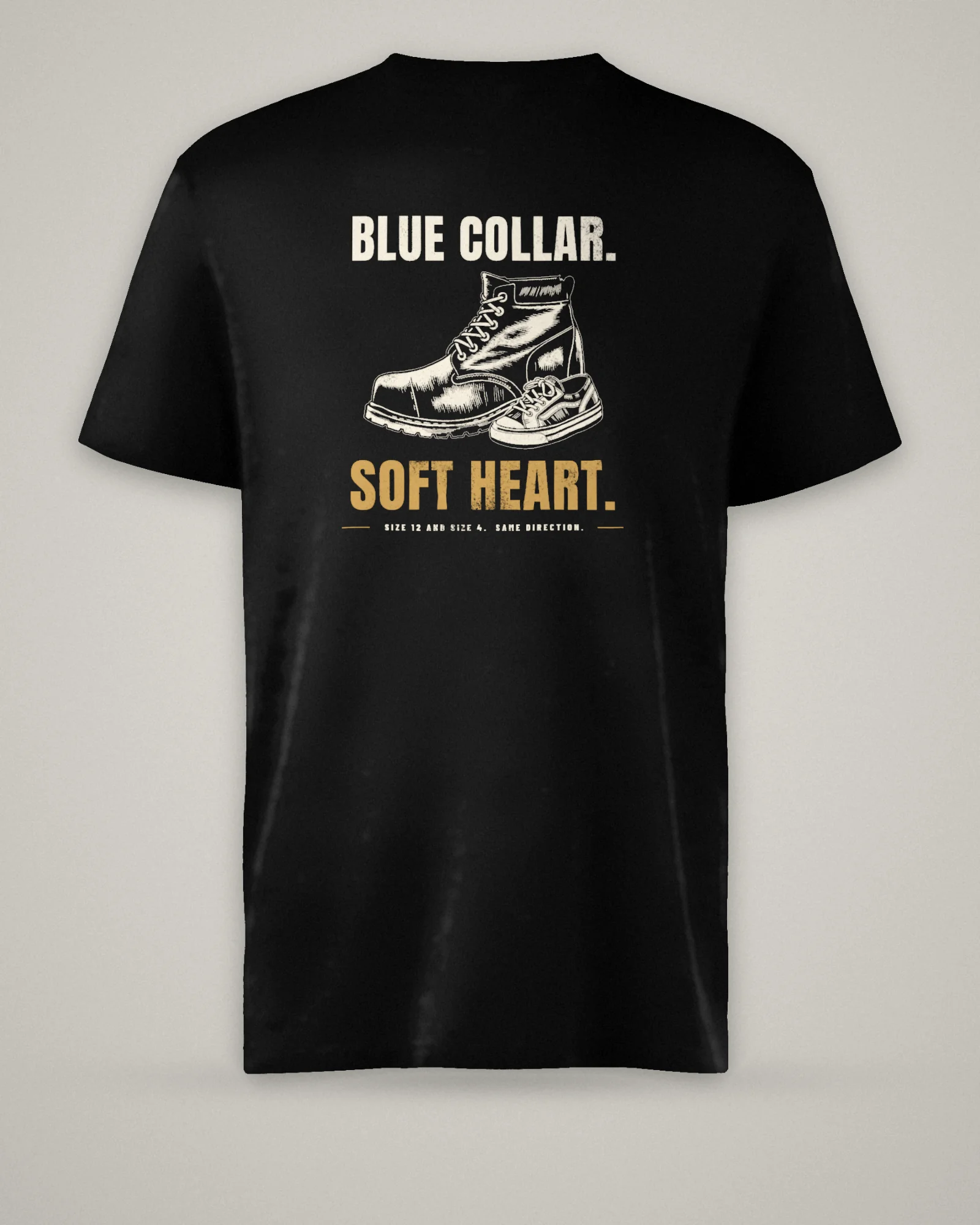 Blue Collar. Soft Heart. Tee, Black, view 3