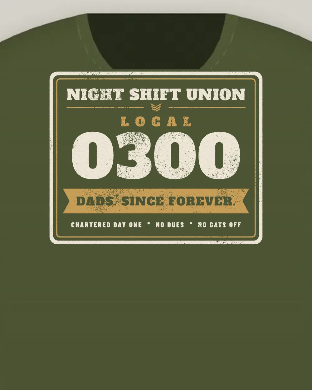 Night Shift Union Local 0300 Tee, Military Green, view 4